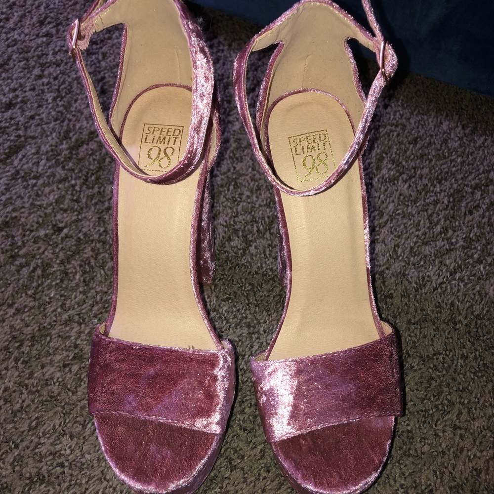Rose pink velvet pink heels platform size 8 shoes